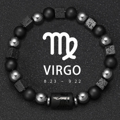 12 Zodiac Bracelets Natural Stone Cancer Virgo Leo Libra Bracelet Couples Friendship Gifts Bracelets Jewelry pulsera hombre