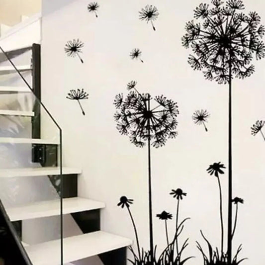 Black Dandelion Sitting Room Bedroom Wall Stickers Household Adornment Decor Decals Mural Art Poster On The Wall DIY Improvement
