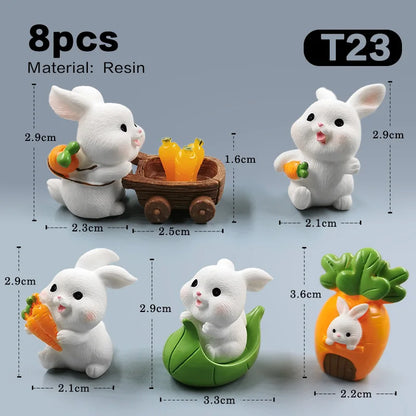 2025 Hot Easter Cute Rabbit Figurine Diy Landscape Home Kawaii Room Decor Miniature Fairy Garden Decoration Accessories Modern