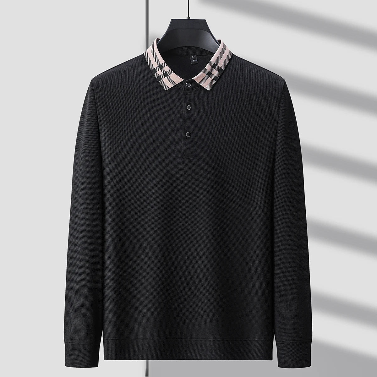 Light luxury brand polo shirt long sleeved spring and autumn new style comfortable and breathable casual striped lapel T-shirt