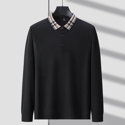 Light luxury brand polo shirt long sleeved spring and autumn new style comfortable and breathable casual striped lapel T-shirt