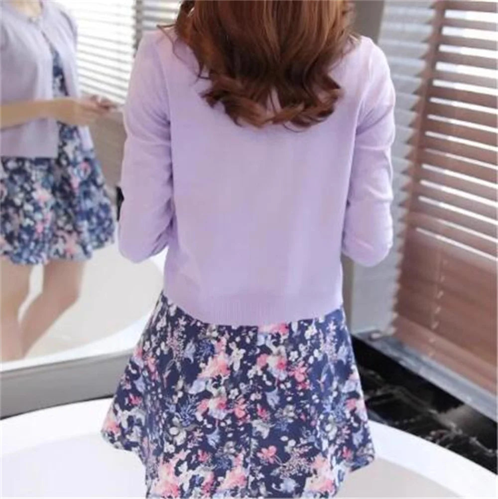 2024 Fashion Women Sweater Female Cardigan Thin Outerwear Short Short Design Sweater Long-sleeve Small Cape Blusa Feminina