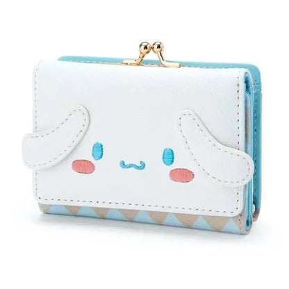 Sanrio Hello Kitty Bag Kawaii Cinnamoroll My Melody Kuromi Casual Fashion PU Leather Wallet Cute Folding Light Card Bag New 2024