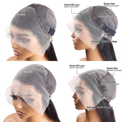 Chocolate Brown 30 32 Inch 13x6 Hd Lace Frontal Wig 13x4 Hd Lace Front Human Hair Brown Wigs Straight Human Hair Wigs For Women