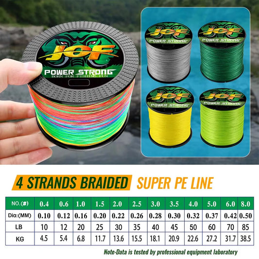 JOF 4 Strands Fishing Line 300/100M Braided PE Fishing Strong Fishing Line Multifilament Durable Fishing Line Tool