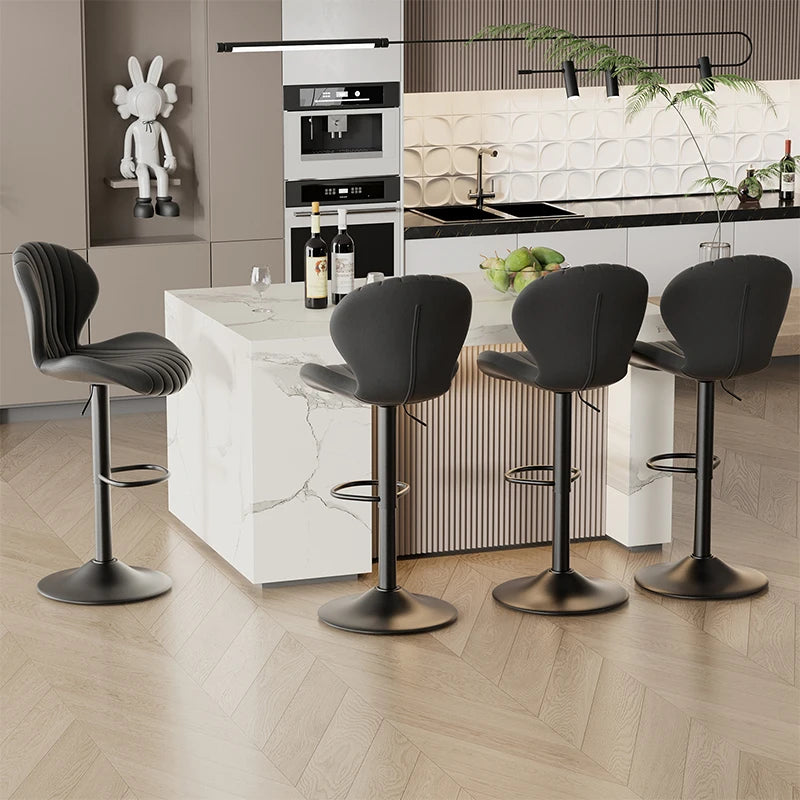 Living Room Chairs  2 Pcs Set Dining Chair Backrest Bar Stools Luxury Modern Soft Bag Stool Adjustable Height Rotating Kitchen Home Furniture