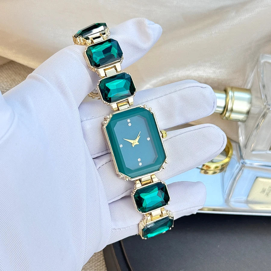 women's large section rhinestone chain rectangular color case rhinestone dial fashion European and American style ladies watch