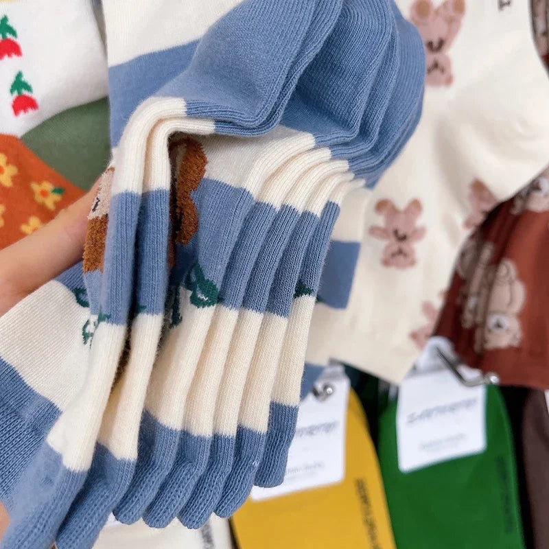 Good Quality Cartoon Elegant Lady Bear Women's  Cute Socks Cotton Harajuku Style Woman Novelty Breathable Sox Christmas Gifts