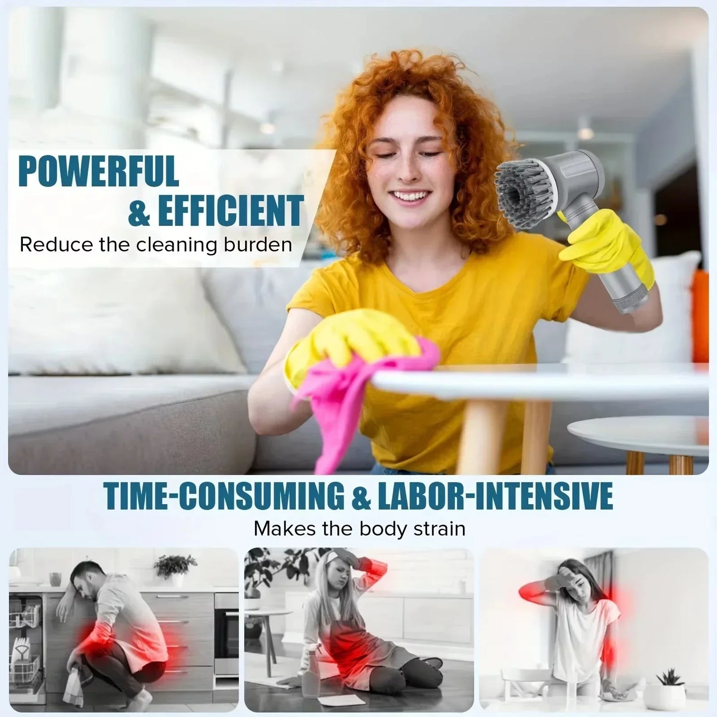 6-in-1 Electric Cleaning Brush Home Appliances Wireless Electric Floor Scrubber Replaceable Brush Head Bathroom Kitchen