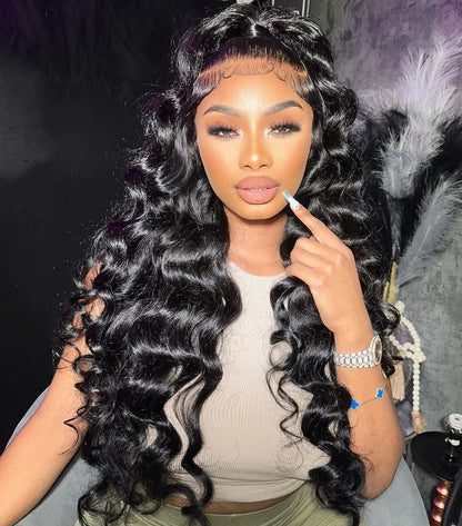 HD 13x6 Loose Nature Wave Lace Front Human Hair Wigs 250% Transparent 30 40 Inch 13x4 360 Full Deep Water Wave Lace Frontal Wig