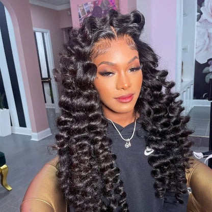 HD 13x6 Loose Nature Wave Lace Front Human Hair Wigs 250% Transparent 30 40 Inch 13x4 360 Full Deep Water Wave Lace Frontal Wig