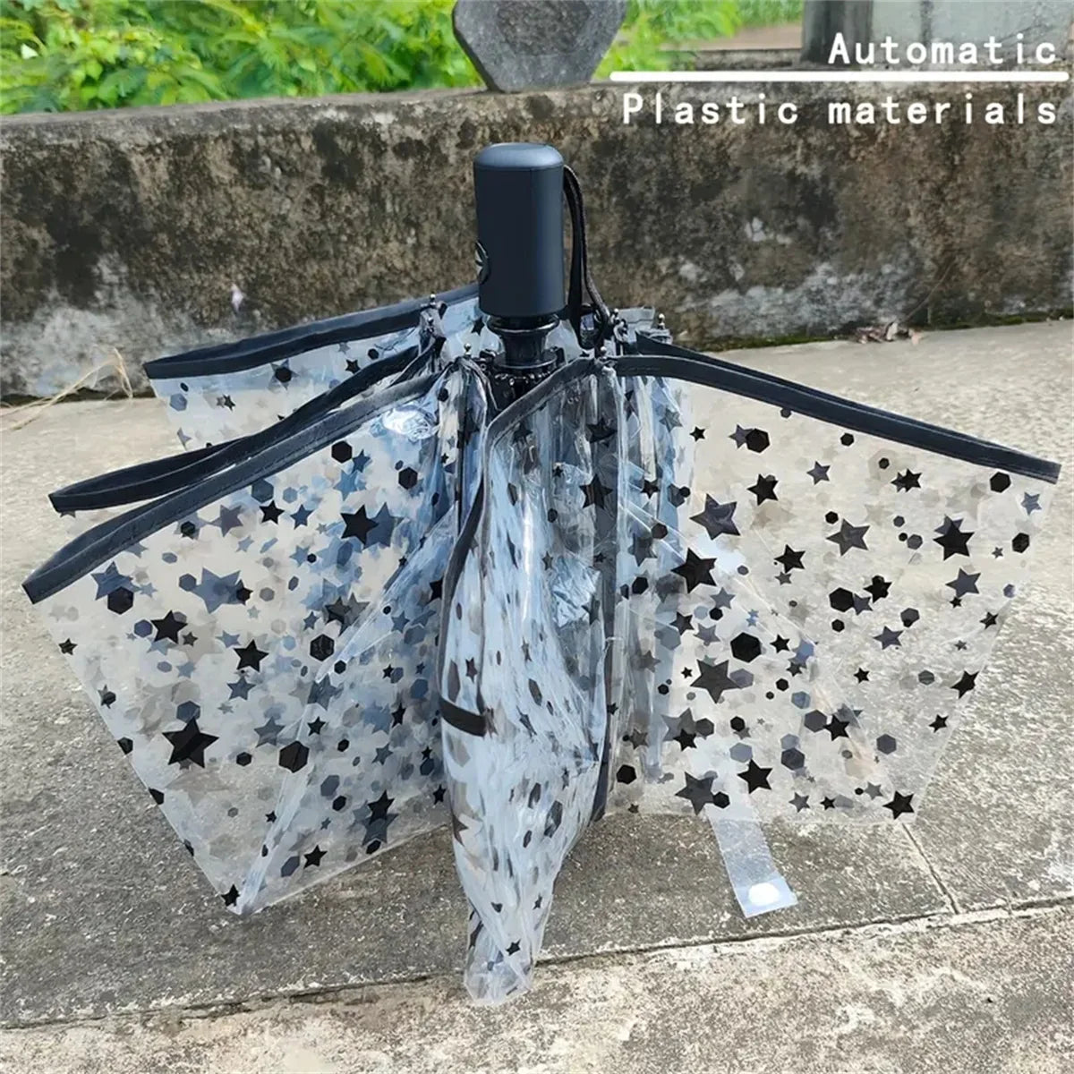 1Pc-Korean Transparent Umbrella Folding Automatic Open and Close Umbrella Mori Three-Fold Student Sunny Umbrella