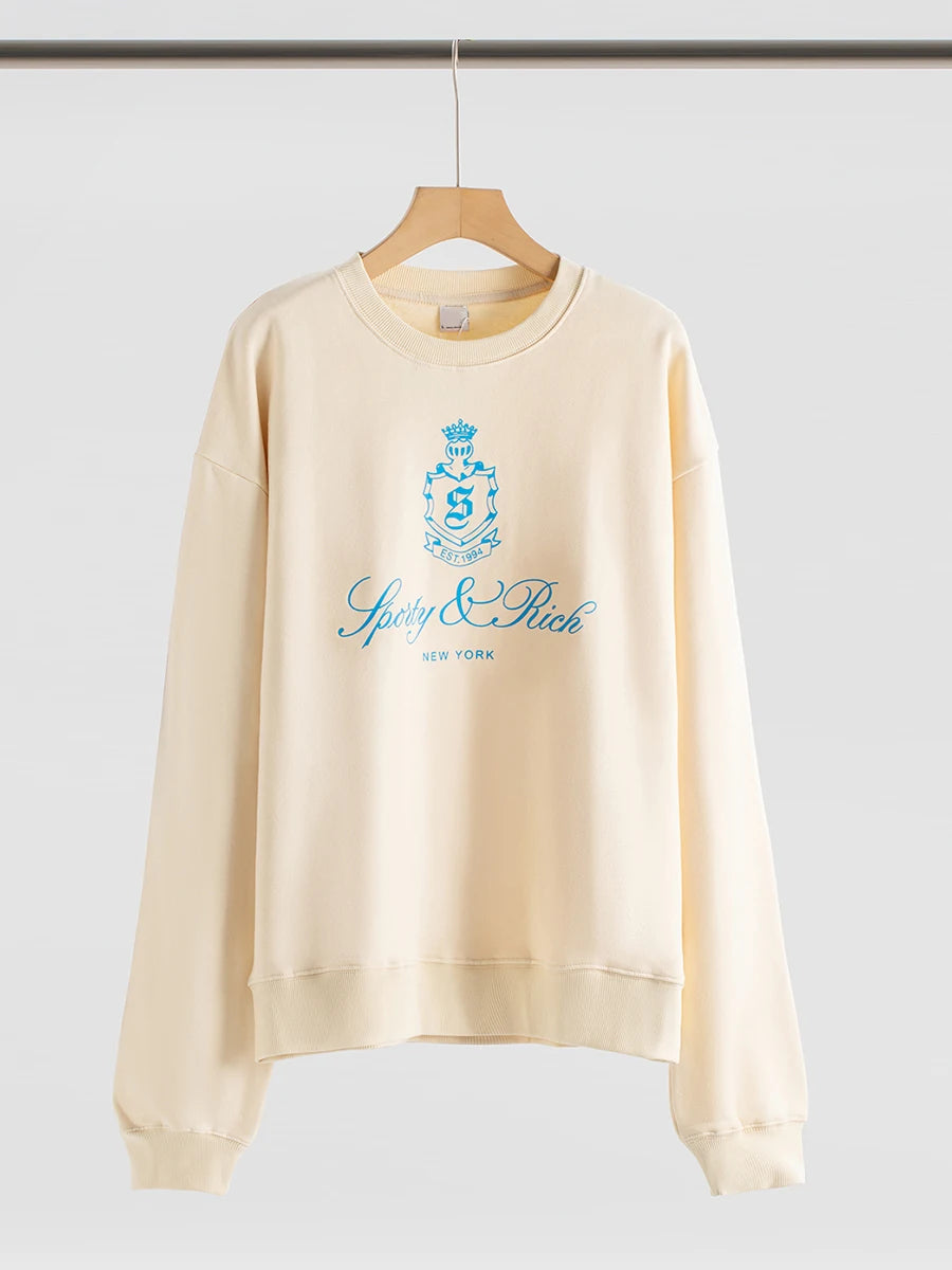 Letter Printed Sport Sweatshirts For Women Loose Casual Long Sleeve Hooded Sweatshirt 2024 New Streetwear Fashion Pullover Tops