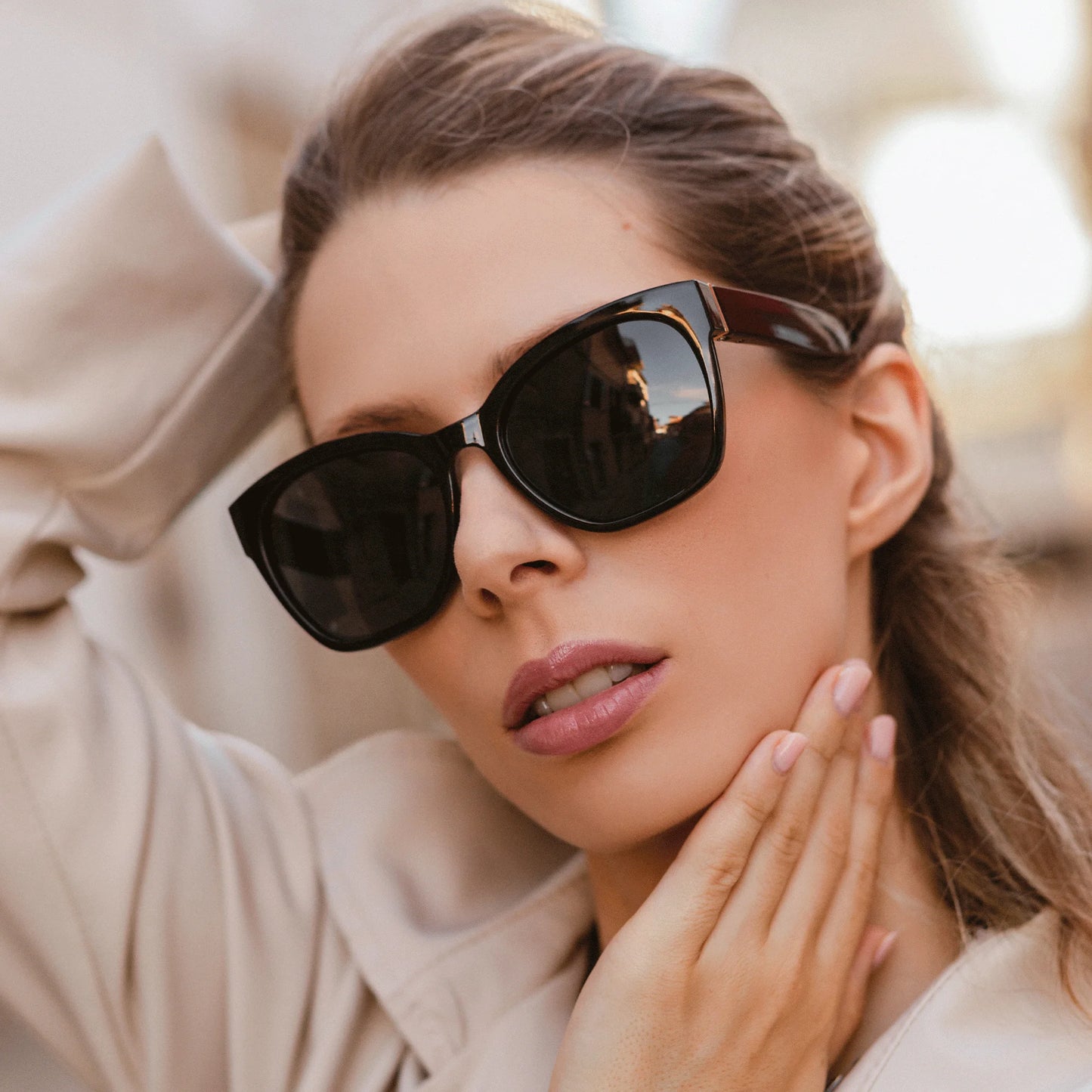 ZENOTTIC Fashion Original Thick Butterfly Frame Polarized Sunglasses for Women Chunky Uv400 Protection Shade Cat Eye Sun Glasses