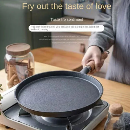 26cm Cast Iron Frying Pan Uncoated Non-stick Egg Pancake Pan Crepe Maker Steak Frying Pot Gas Induction Cooker Kitchen Cookware