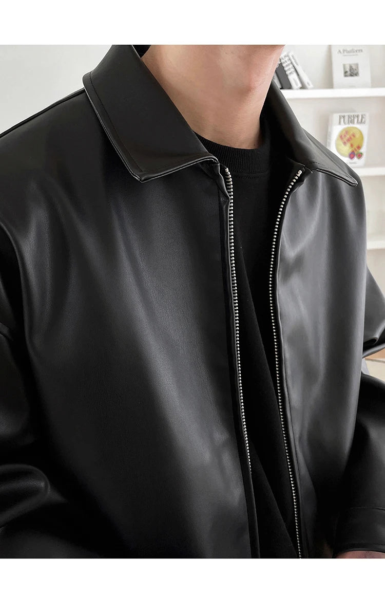 Mauroicardi Spring Autumn Cool Luxury Short Black Soft Light Pu Leather Jacket Men Zipper Casual Mens Jackets and Coats Fashion