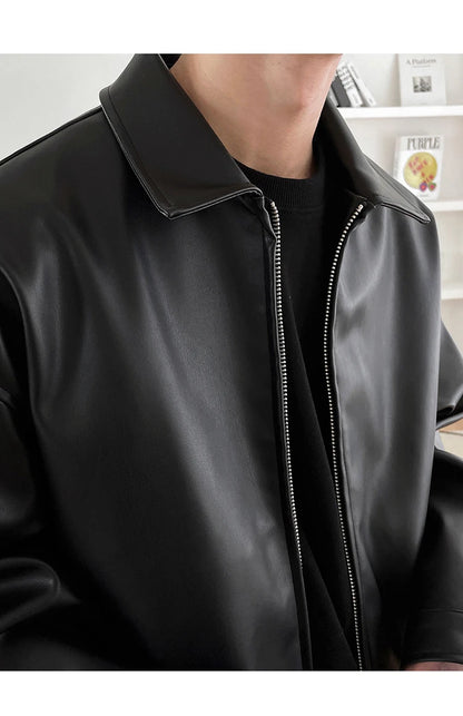 Mauroicardi Spring Autumn Cool Luxury Short Black Soft Light Pu Leather Jacket Men Zipper Casual Mens Jackets and Coats Fashion
