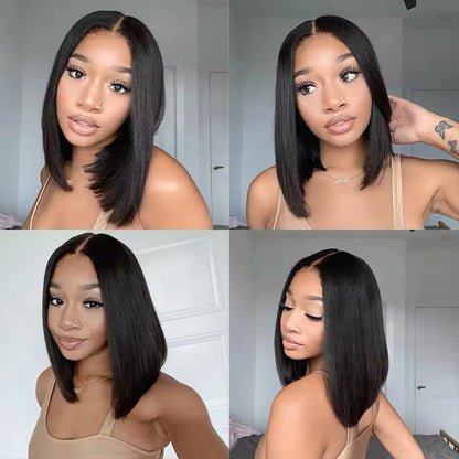 Raw Hair Vietnamese 250 Density 100 Human Hair Lace Frontal Wigs Straight Natural Black 13x6 Bob Wig Lace Front Human Hair Wigs