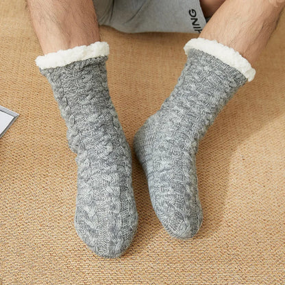 Thermal Socks Mens Winter warm Home Soft Male Cotton Thickened Plus Velvet Sleeping Anti Skid Grip Short Floor Slipper Sock