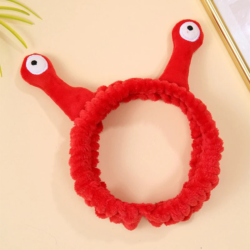 Cute Animal Ears Headbands with Fluffy Ball Soft Coral Fleece Elastic Hair Band For Women Washing Face Makeup Cosmetic