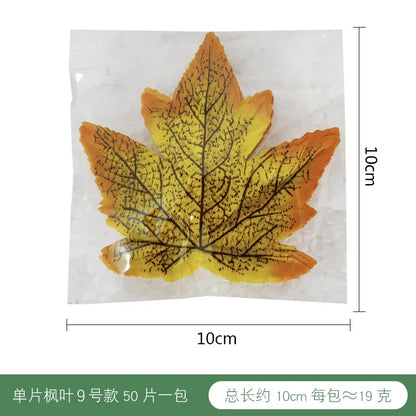 50pcs Artificial Maple Leaf Halloween Harvest Festival Home Decoration Boneless Feel Red Single Piece Artificial Maple Leaf