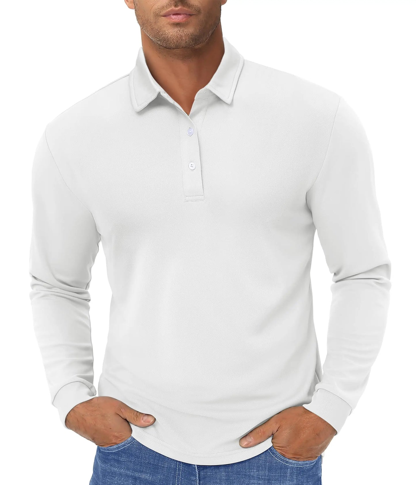 TACVASEN Long Sleeve Polos Quick Dry T-shirts Mens Breathable Sports Tees Casual Golf Polo Shirts Work T-shirt Pullover Tops Man