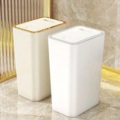 10L/12L Nordic Trash Can with One-Touch Lid Bin Deodorant Waterproof Dustbin Large Capacity Slim Toilet Gold Garbage Can