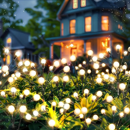 Solar LED Lights Garden Firework Warm Lights Outdoor 6/8 LEDs Waterproof Firefly Lawn Lamps Patio Pathway Decoration