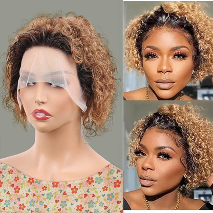 Sale Short bob deep wave wig full lace wigs short styles Transparent Curly Short Bob Wig 13x1 Lace Wig Remy Human Hair