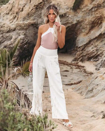 Casual pants, casual style, drawstring, distressed mid waist