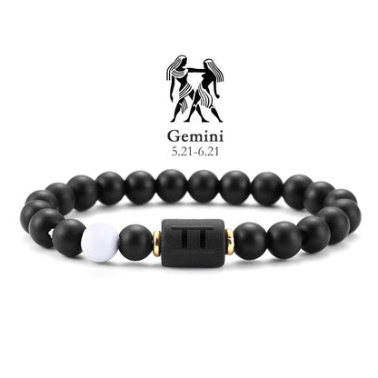 12 Zodiac Bracelets Natural Stone Cancer Virgo Leo Libra Bracelet Couples Friendship Gifts Bracelets Jewelry pulsera hombre