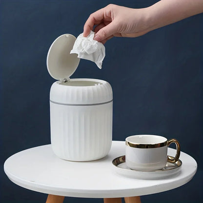 Mini Desktop Trash Can with Lid Garbage Waste Bin Organizer Bedroom Office Desk Storage Box Made Durable Plastic Home Supplies