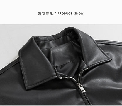 Mauroicardi Spring Autumn Cool Luxury Short Black Soft Light Pu Leather Jacket Men Zipper Casual Mens Jackets and Coats Fashion