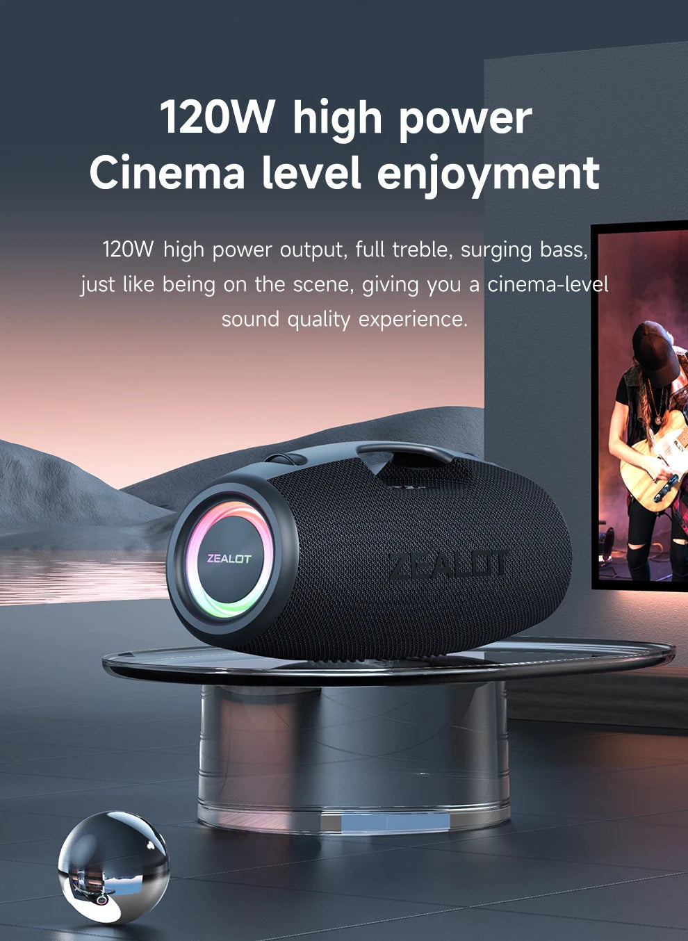 ZEALOT-S78 120W Portable Bluetooth Speaker Outdoor Party Speaker Big Loud Speaker Excellent Bass Performace Hifi speaker