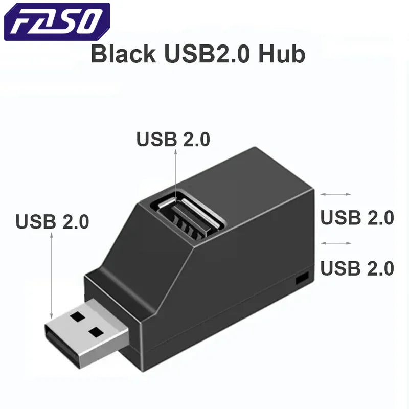 FASO Usb HUB port hub USB 3.0 HUB Adapter Extender Mini Splitter Box 1 to 3 Ports High Speed USB 2.0 For PC Laptop Disk Card  PC