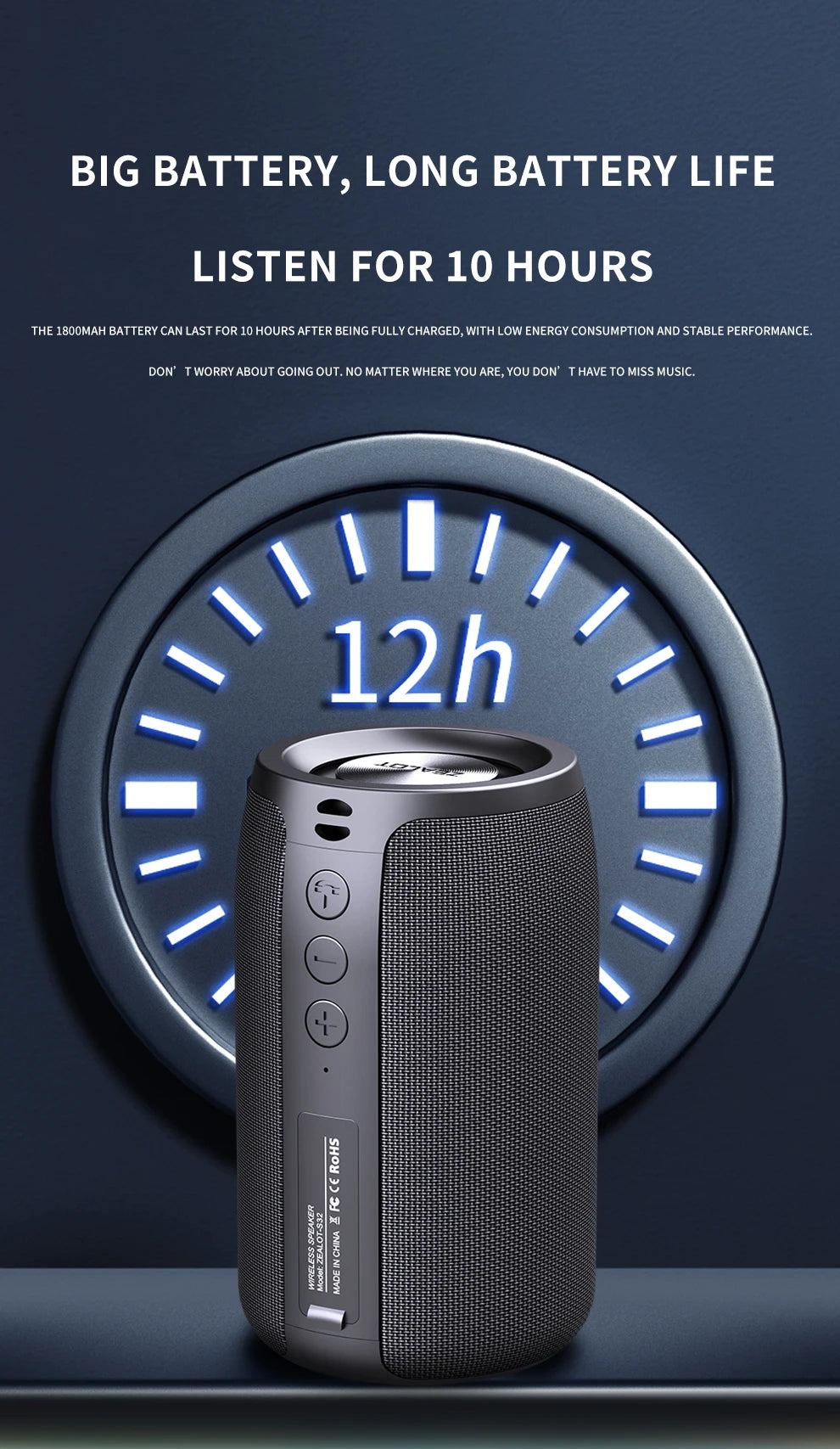 ZEALOT S32 5W Wireless Speakers, Portable Subwoofer Speaker, 1800mAh Battery, 10 Hours Playtime Loud Stereo, Booming Bass.