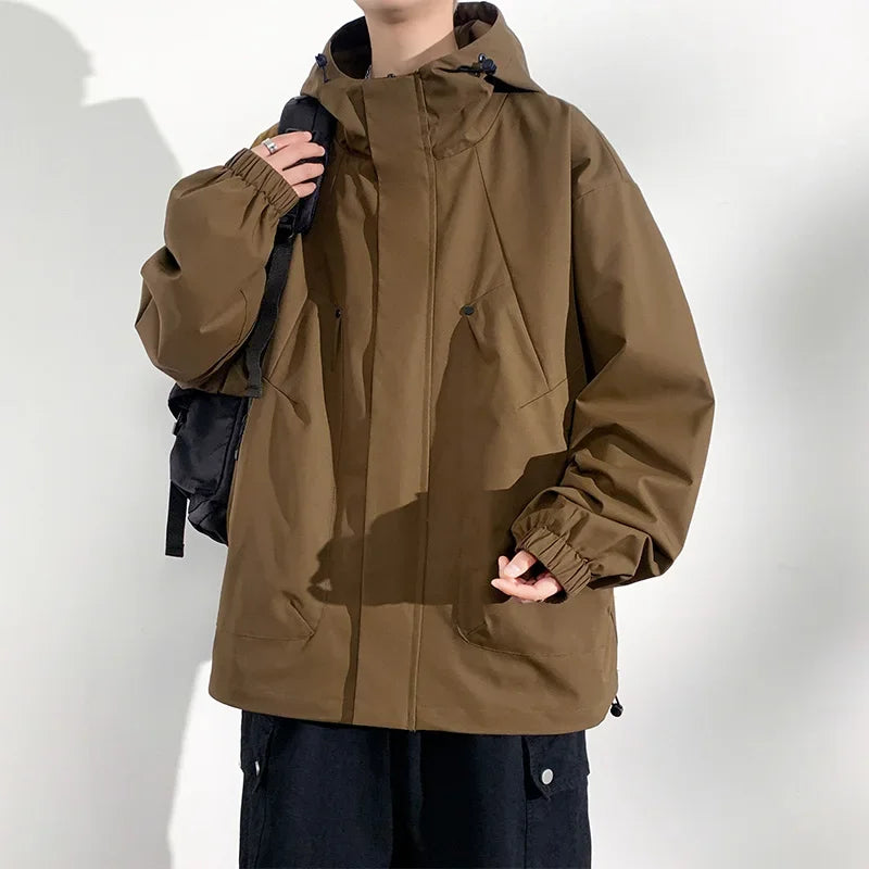 New Camping Jacket Men Windbreak Coat Plus Size 8XL Fashion Casual Waterproof Jacket Male Solid Color Outerwear Big Size