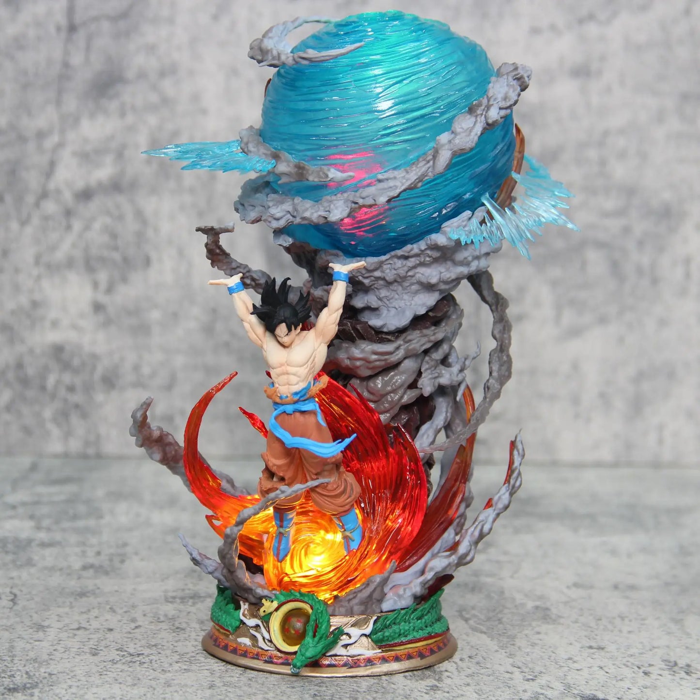 New 23cm Dragon Ball Anime Figure Son Goku Super Genki Bomb Luminous Figures Dbz Gk Figurine Pvc Statue Model Collectible Gifts