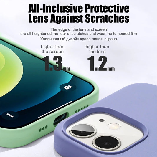 2024 NEW Liquid Silicone Case For iPhone 14 13 15 Pro Max Mini Luxury Shockproof Cover 14 Plus SE Accessory