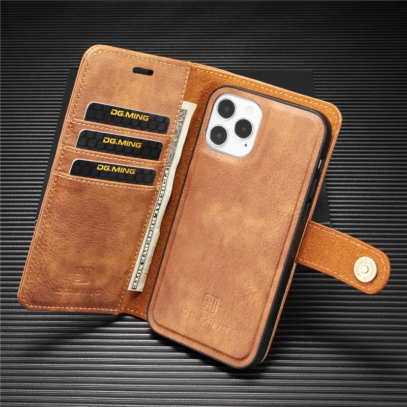 Detachable Magnetic Leather Phone Case for IPhone 16 Pro Max 15 12 13 11 14 Plus XS XR X SE 2022 Wallet Card Holder Cover Coque