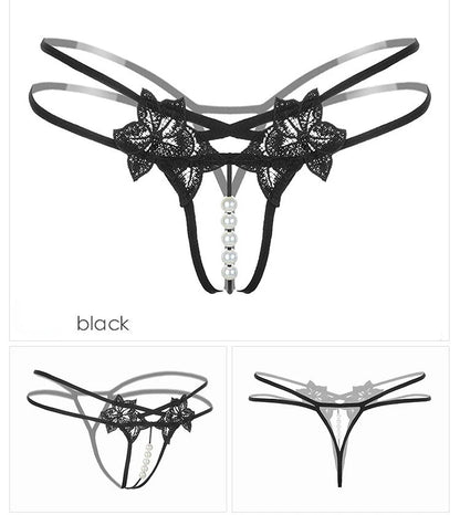 Poblador Sexy Lingerie Women's Panties Lace G-strings Crotch Opening Thongs Temptation Erotic Women Underwear See-Through Pantys