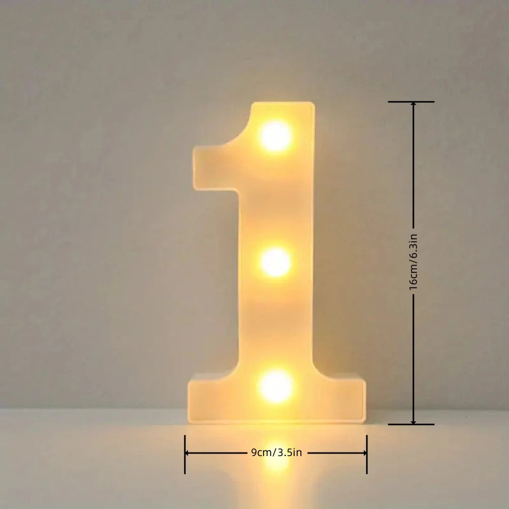 1PC LED Alphabet&Number Lights For Home,Wedding,Proposal,Birthday,Party,Photo Prop, Battery Powered White Decorative Night Light