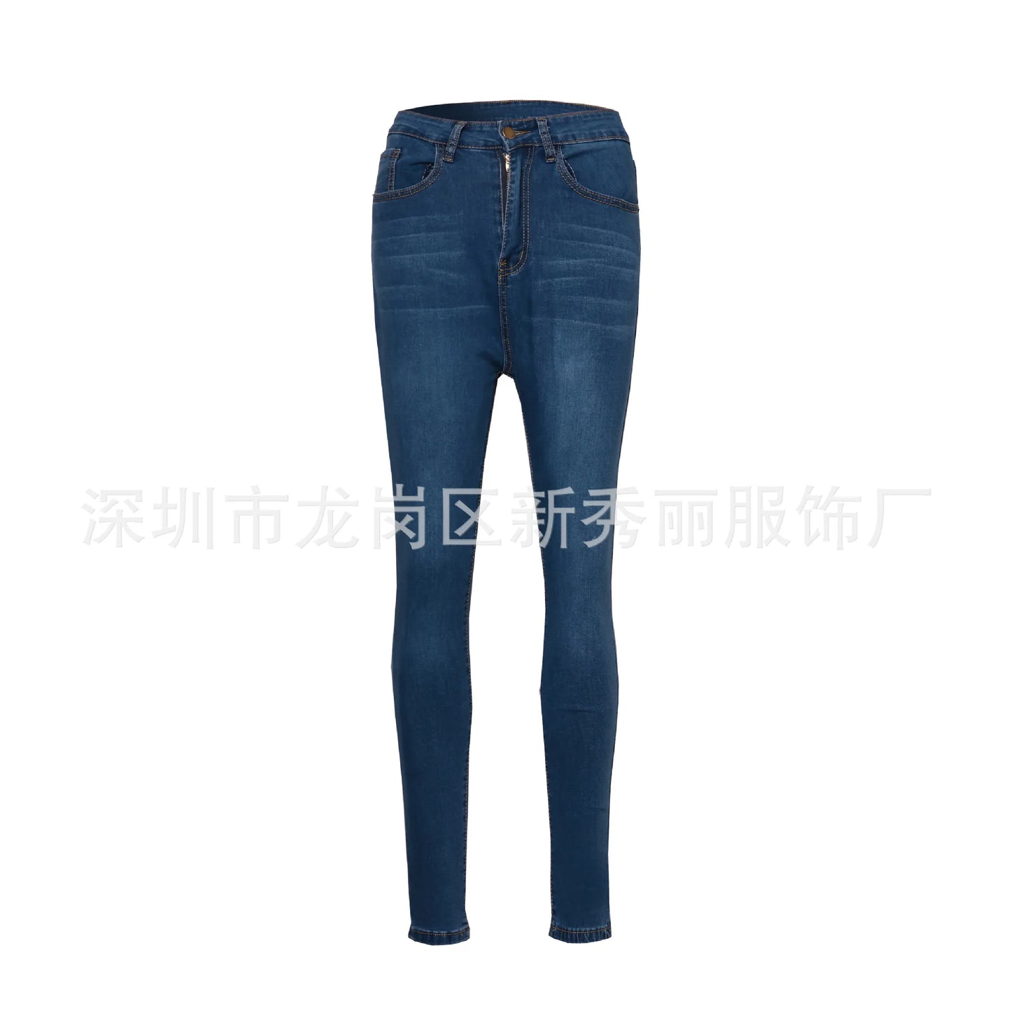 Women High Waist Stretch Hip Lift Denim Skinny Pants Jeans Full Length Sexy Slim Bleachded Solid Color Pants