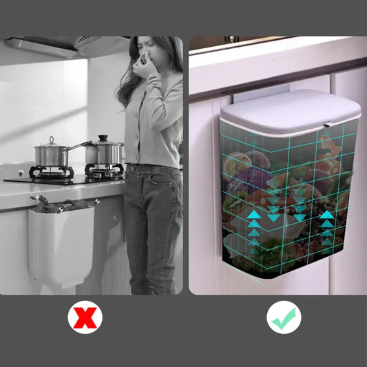 7/9L Wall Mounted Trash Can Household Galley Waste Bin Hanging Bathroom Trash Can With Lid Food Garbage Bin Kitchen Accessories