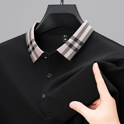 Light luxury brand polo shirt long sleeved spring and autumn new style comfortable and breathable casual striped lapel T-shirt
