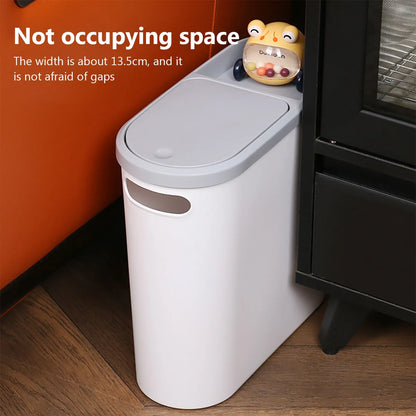 Home Trash Can with Lid Large Capacity Bathroom Garbage Bin Room Creative Press Type Gap Bin Kitchen Plastic Basket Garbage Can