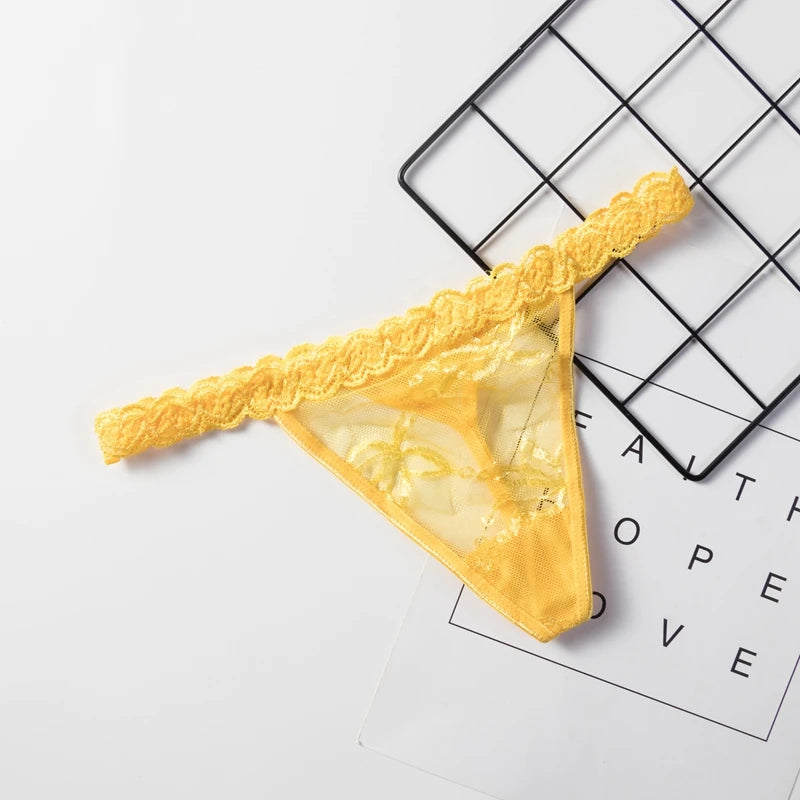 Sexy G String Underwear Women Perspective Panties Low Waist Briefs Female Hollow Out Lingerie Solid Color Thongs