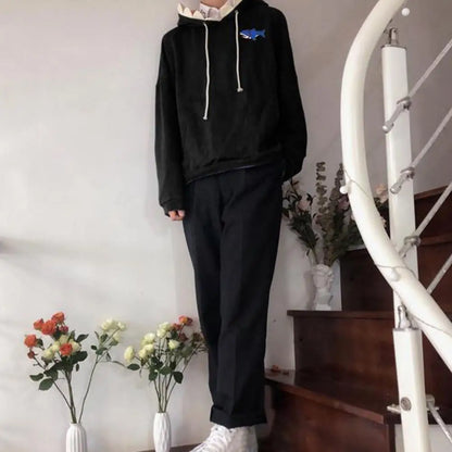 Autumn Winter New Funny Shark Patchwork Hoodies Men and Women Kawaii Sweatshirt Fashion Casual Pullover School Oversized Clothes