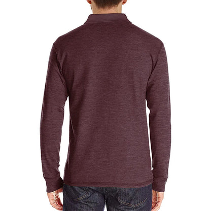 Spring Trend Men's Long Sleeve Casual Tshirt Solid Lapel Button Up Pullover Tops Autumn Turn Down Collar Bottoming Polo Shirt