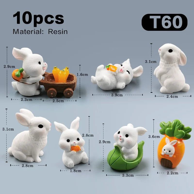 2025 Hot Easter Cute Rabbit Figurine Diy Landscape Home Kawaii Room Decor Miniature Fairy Garden Decoration Accessories Modern
